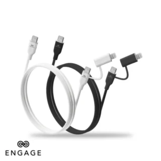Engage Super Soft Silicone USB-C To USB-C Cable With Lightning Adapter (Black) — product view 2