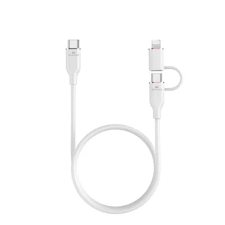 Engage Super Soft Silicone USB-C To USB-C Cable With Lightning Adapter (White)