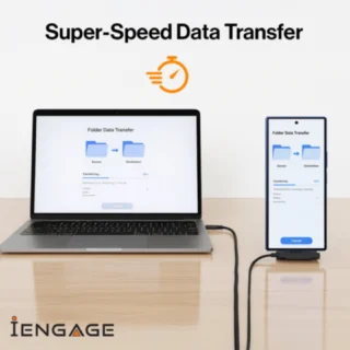iEngage T-AngLED 240W 2-In-1 USB-C Cable With Phone Stand Bracket ( 1.5 Meter ) — product view 3