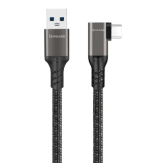 iEngage Braided T-AngLED USB-A To USB -C Cable( USB 3.2) (2M) (Black)