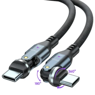 iEngage 240W Rotating Head USB-C Cable(48V/5A) (Black) — product view 2