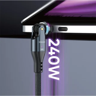 iEngage 240W Rotating Head USB-C Cable(48V/5A) (Black) — product view 3