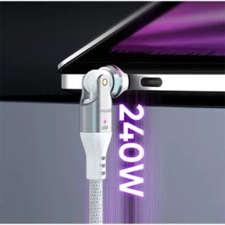 iEngage 240W Rotating Head USB-C Cable(48V/5A) (White) — product view 3