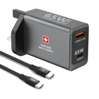 Swiss Military 65W Ga N II Super Charger Black