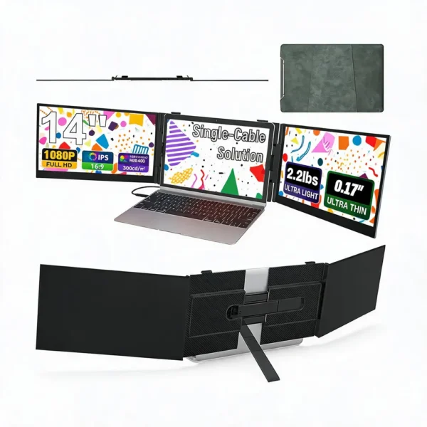 Gamvity 14-Inch Triple Screen Portable Monitor With One-Cable Connection product image