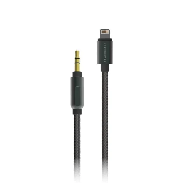 Powerology Braided Lightning To 3.5mm Aux Cable - 1.2m / 4ft - Black product image