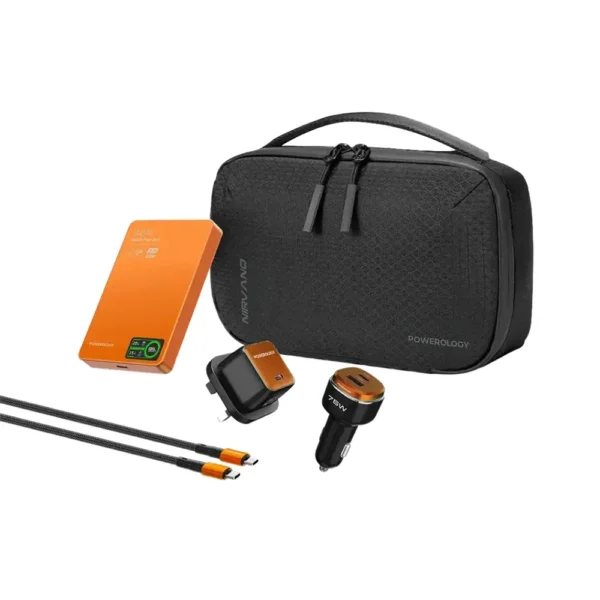 Powerology Nirvano 5-In-1 Power Travel Kit - Black/Orange product image