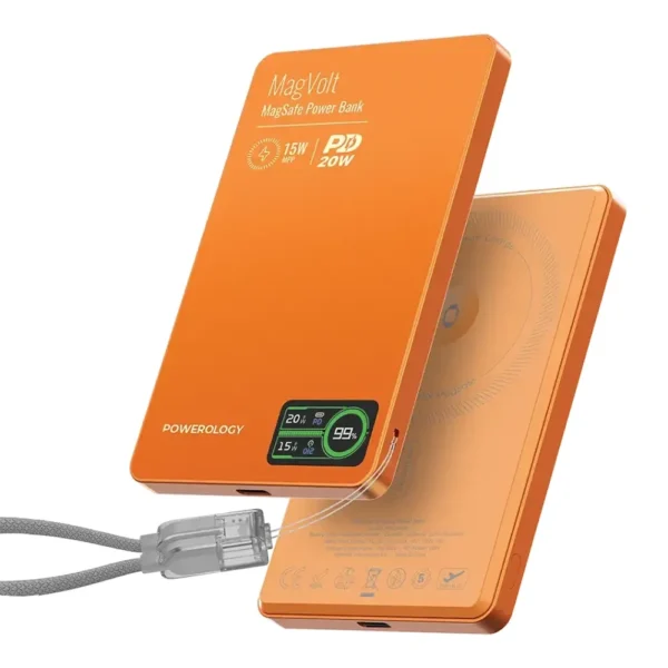 Powerology MagVolt 5000mAh Magnetic Power Bank - Orange product image