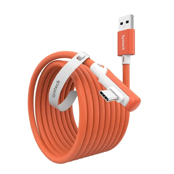 Syntech usb a to usb c cable 16ft/5m compatible with quest 2/3- orange product image